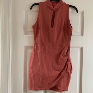 Blush keyhole mini dress